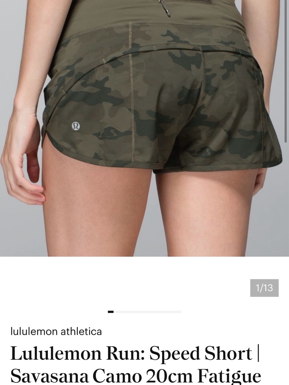 lululemon athletica Speed Short - Savasana Camo Fatigue Olive